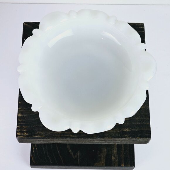 Vintage Thumbprint Milk Glass Pedestal Soap Dish, Ashtray, Nut Dish - Picture 3 of 7